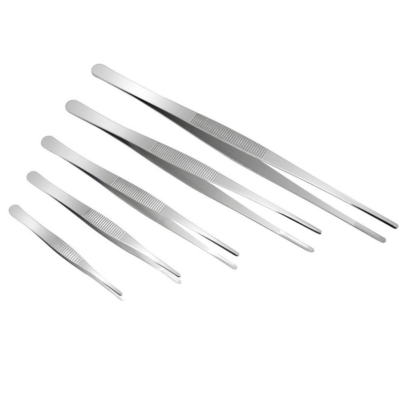 Hysagtek 5 Pcs Stainless Steel Gardening Tweezers Seed Tweezer Large Long Tweezers Plant Tweezer Set for Plants, Gardening, Succulents, Kitchen, 4.9"/6.3"/7.9"/9.8"/11.8" - Image 1